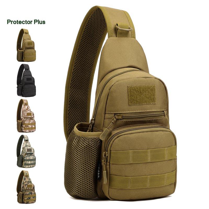 

Unisex Camouflage Chest Pack with Kettle Pocket Waterproof Single-Shoulder Bag Messenger Bag for Cycling Travelling Climbing, Black