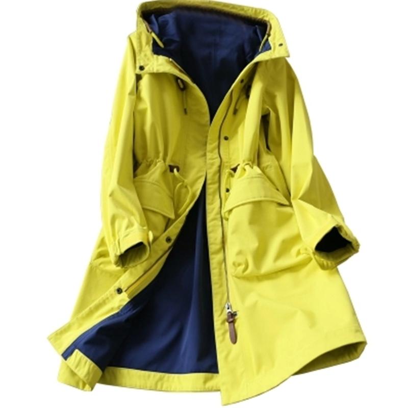 

2020 Fashion Autumn Winter New High-quality Self-Cultivation Personality Women' Windproof And Rainproof Long Trench Coat HJB196, Black