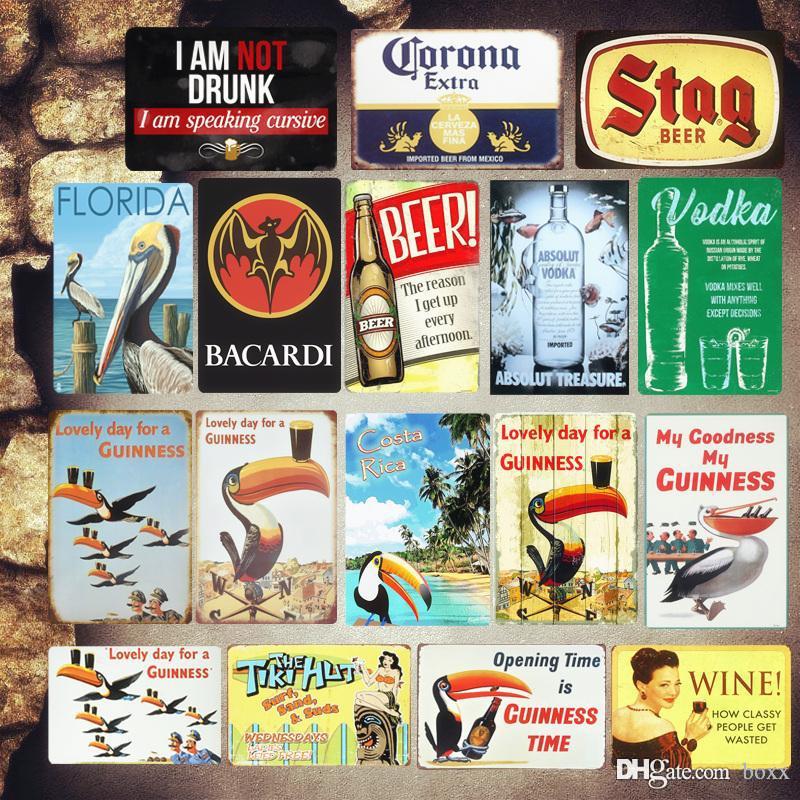 

2021 Guinness Plaque Vintage Metal Tin Signs Bar Pub Decorative Plates VODKA Wall Stickers Corona Iron Poster Beer Advertising Size 30x20cm