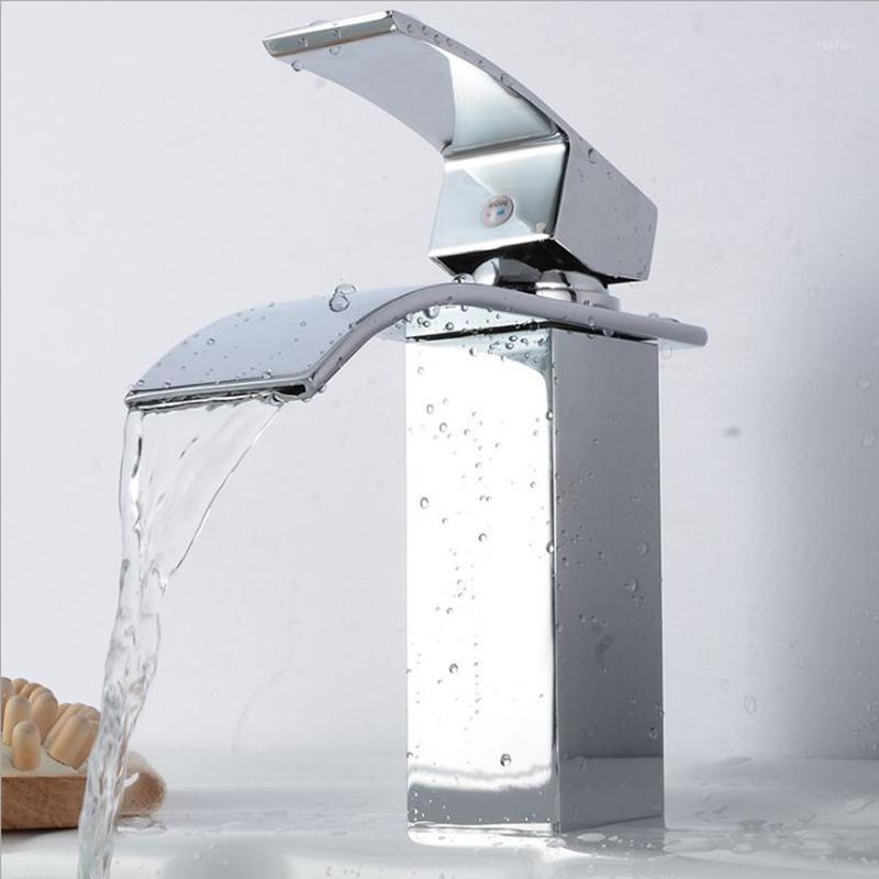 

Four-Sided Basin Faucet Wide Mouth Waterfall Faucet Bathroom Basin Hot And Cold1