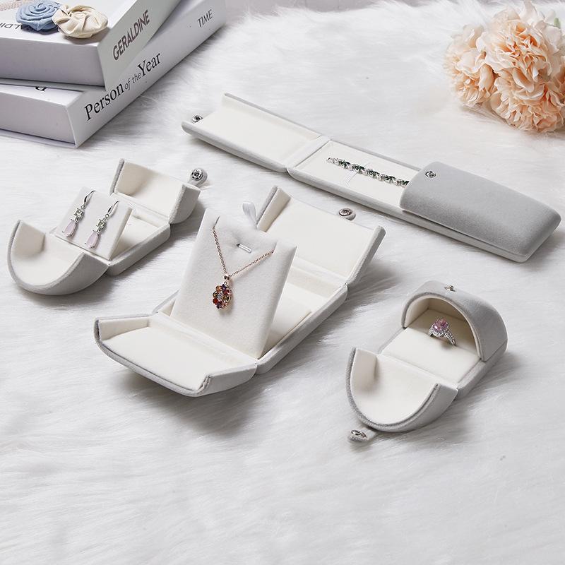 

1pcs grey High-grade cloth multi color double-opening jewelry display box ring&necklace packaging box gift boxes for jewellery