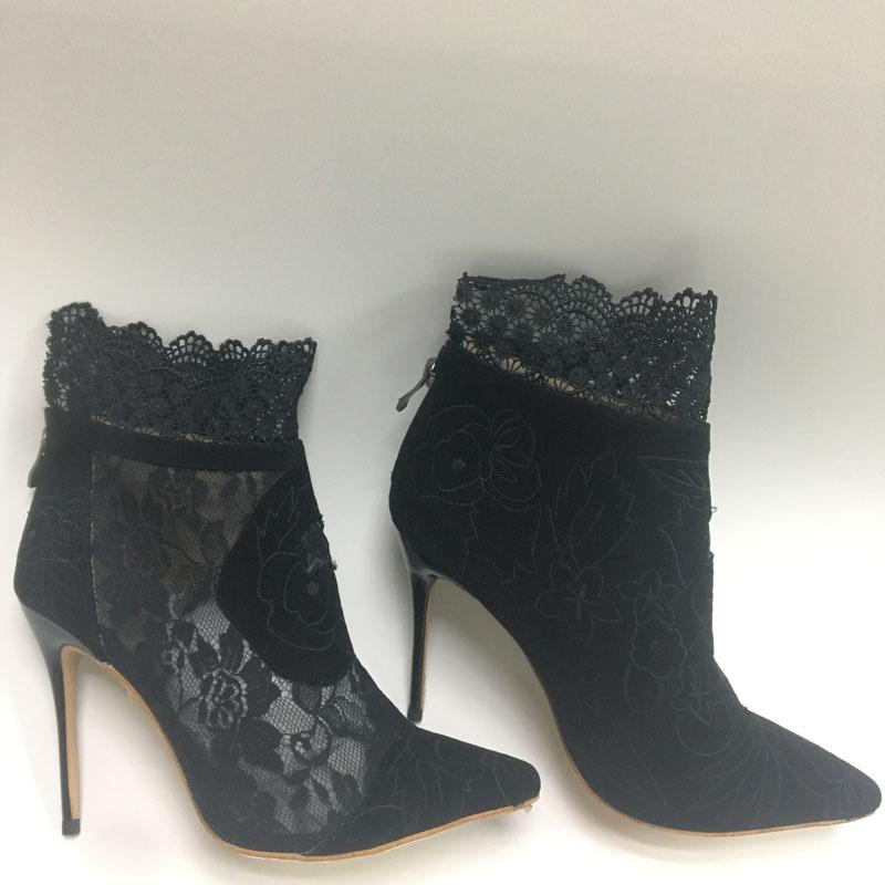 

Elegant Women Black Lace Ankle Bootie Flower High Heel Stiletto Pumps Ladies Party Dancing Pump Shoes