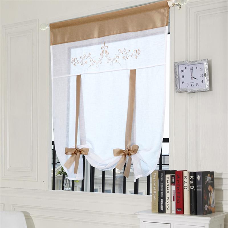 

Tulle Short Curtains For Kitchen Cotton Roman Curtains Blinds Window Treatment Tie Up Rod Pocket For Living Room