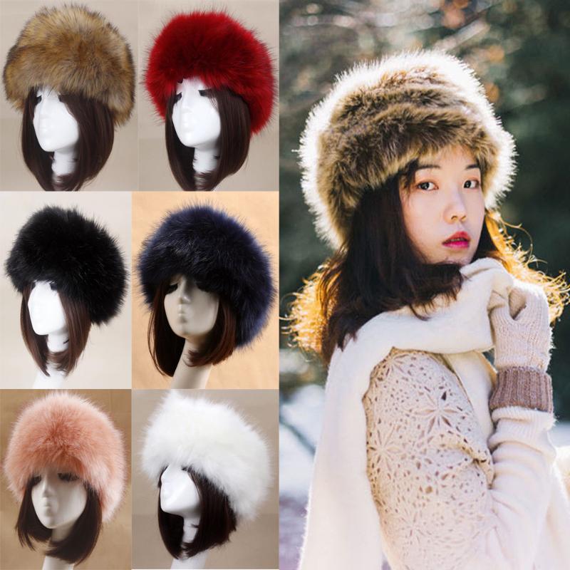 

Winter Women Fashion Russian Thick Warm Beanies Fluffy Fake Faux Fur Hat Empty Top Hat Headscarf