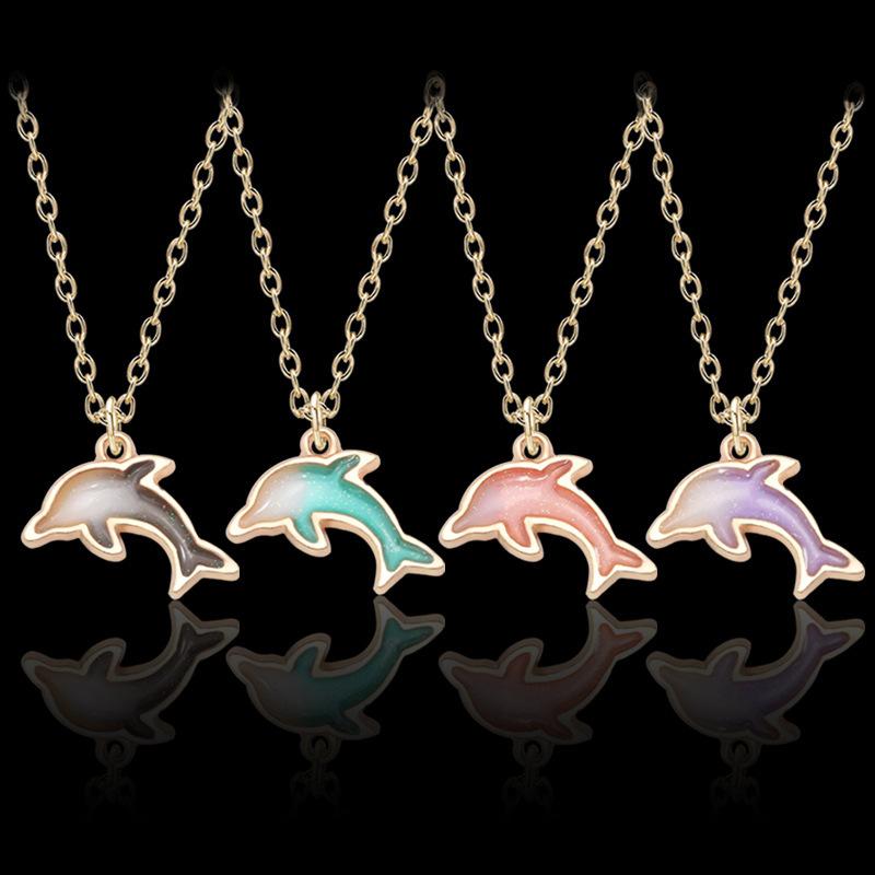 

2020 NEW Trendy Creative DIY Jewelry Gold Enamel Alloy Dolphin Pendant Necklace for Women Exquisite Girl Child Pendant Necklace