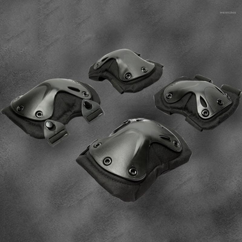 

4Pcs Tactical Army Skating Roller Protective Gear Elbow Knee Pads Set Cycling Elbow Protect Pads1, Black