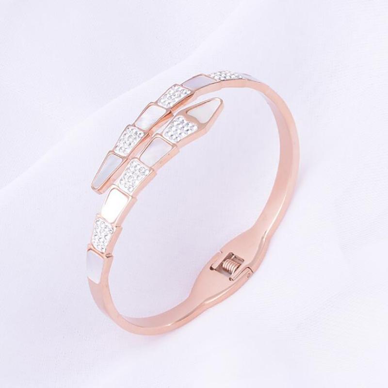 

Stainless Steel Rose Gold Snake Tail Bangle Bracelet Fashion Women Snake Bangle Cz Bracelet Gift For Him