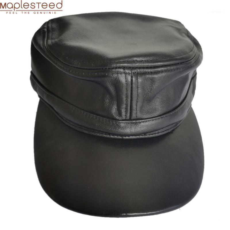 

Soft Sheepskin Genuine Leather Hat Cap Female General Navy Cap Casual Hat Female Flat Autumn and Winter M4771, Black sheepskin