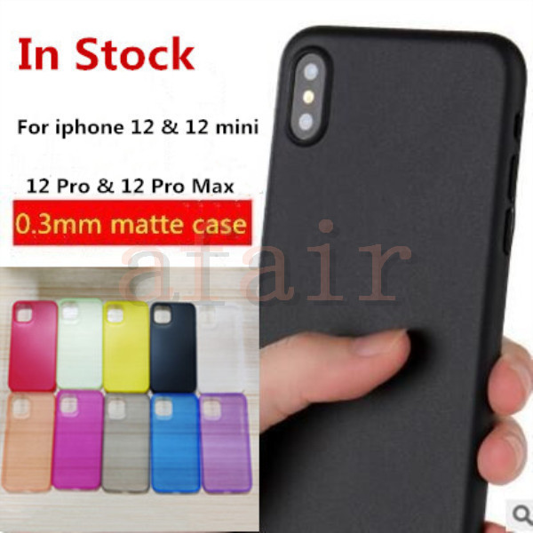 

0.3mm Ultra Thin Slim Matte Frosted PP Phone Case Transparent Flexible Case Cover For IPhone 12 mini 11 Pro Max X XS XR 8 7 plus IN Stock, Mix colors