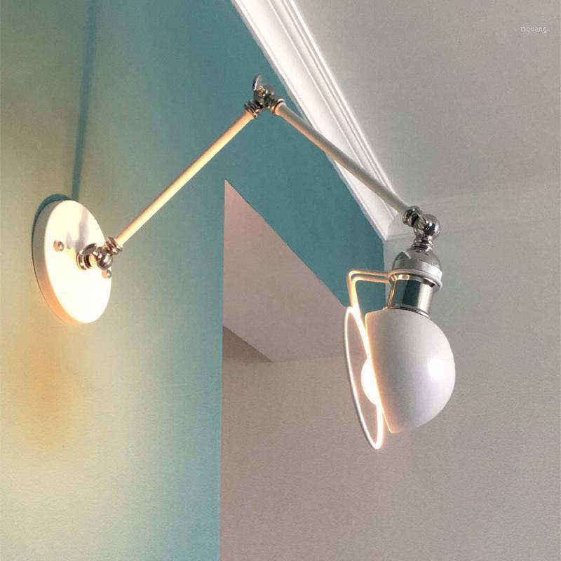 

Industrial deco Sconce wall lights lamp long arm hallway home bedroom Modern loft wandlamp luminaria iron stair bed light white1