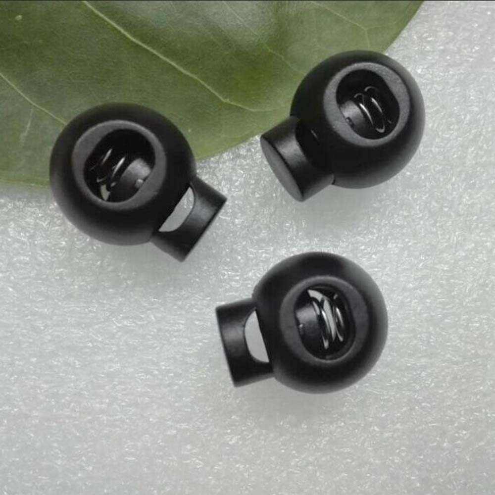 

200pcs/lot black plastic round ball cord lock toggles plastic spring stoppers for 9.5mm bungee shock cord free shipping, Silver