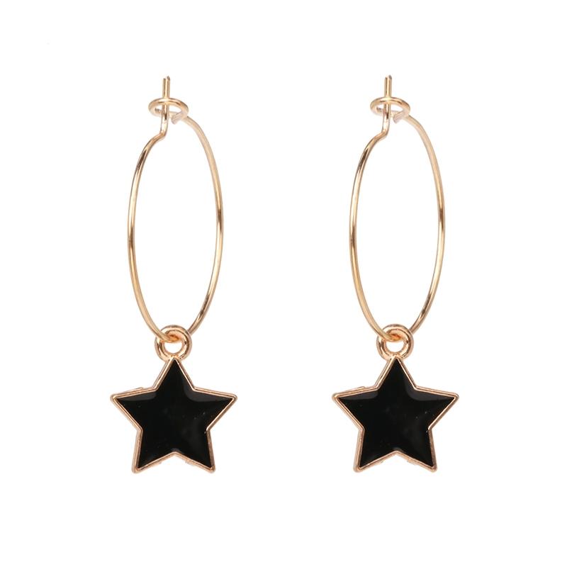 

Distinctive vintage Small Hanging black stars Hoop Earrings for Women Simple Ear Piercing Huggie Earrings Bohemia Bijoux Brincos