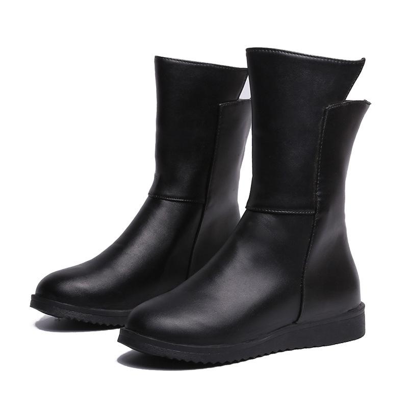

Bota Feminina Ankle Rubber Limited High Boots Sapatos Mulher 2020 Autumn And Winter New Pattern Head In Flat Shoes Tide, Black