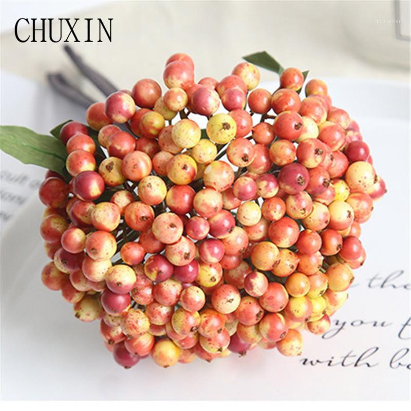

Artificial plastic bean branch berry bouquet Home hotel table decoration fake fruit Wedding bride holding bouquet Christmas gift1, Deep red