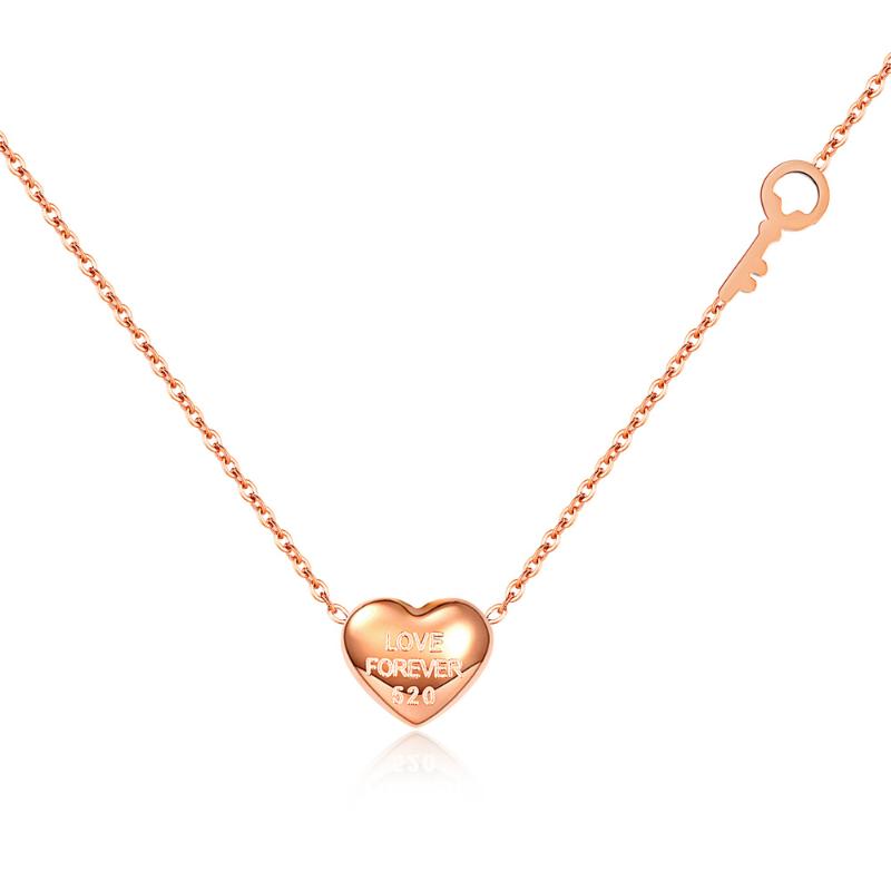 

Chokers FIREBROS Rose Gold Stainless Steel Key Charm Heart Pendant Tassel Necklace Women Choker Collar Jewelry Accessories Drop
