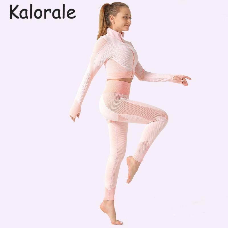 

Seamless Women Yoga Sets Long Sleeve Crop Top Shirt High Waist Sport Leggings Gym Set Workout Clothes Sports Suit Fitness Set1, Pink