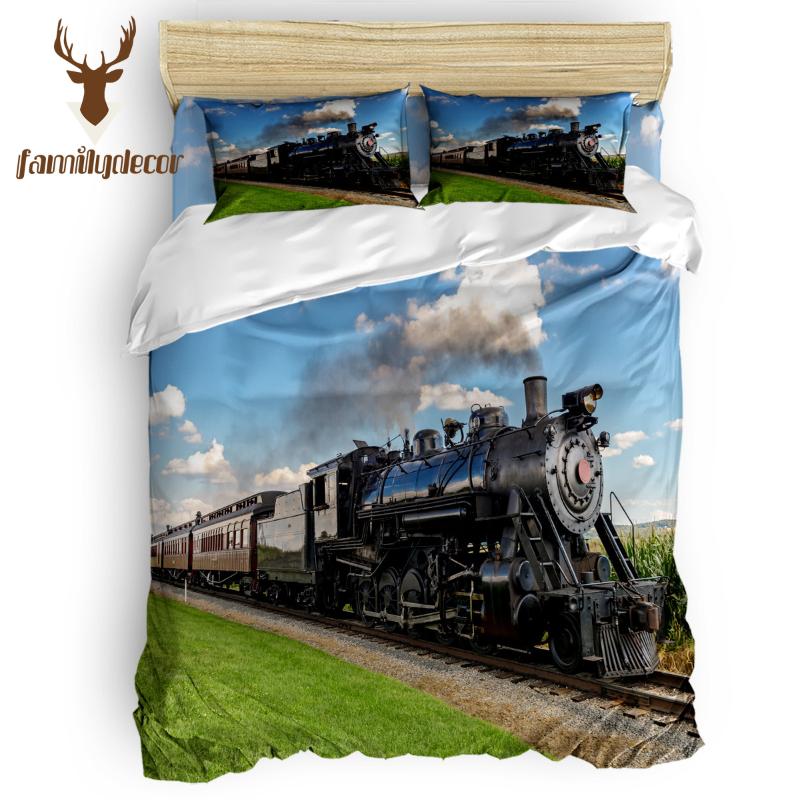 

Family Decor Train And Railway Travel Bedding Sets Duvet Set Covers Quilted Duvet Set Quilt Bedding Polyester Fabric All, As pic
