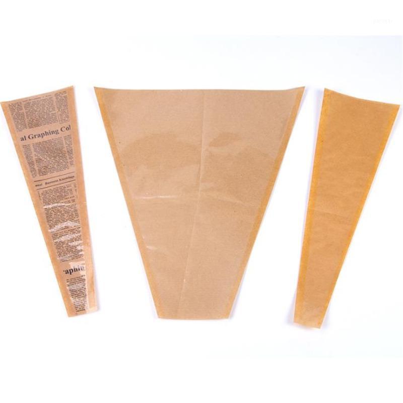 

100pcs Creative Newspaper Kraft Paper Single Flower Bags Brown Transparent OPP Bag Flowers Wrapping Gift Flower Packaging Paper1