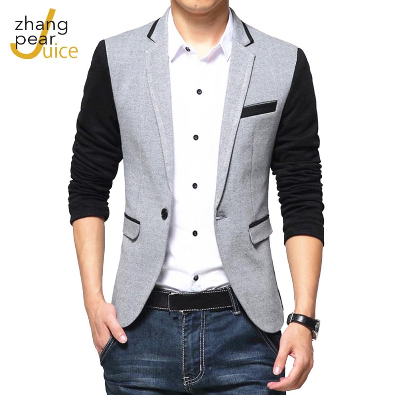 

Mens Blazers Fashion Male Slim Fit Casual Suit Jacket Men Blazer Masculino Clothing Vetement Homme Patch, As shown