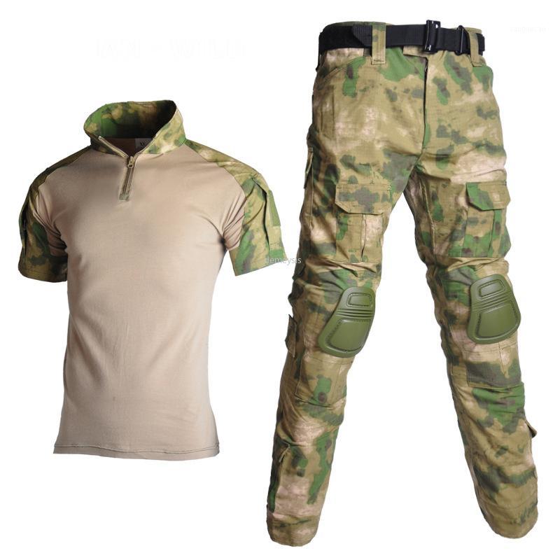 

Camouflage Uniform Summer Tactical Shirt Pants Army Frog Combat Ghillie Suits Hunting Short Shirt Pants Knee Pads Sets1, Bkmc