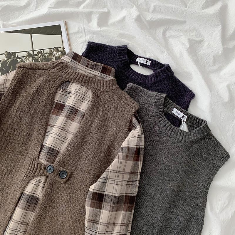 

2020 autumn and winter new Korean style temperament versatile sleeveless loose women's outer wear irregular fashion vest, Gray