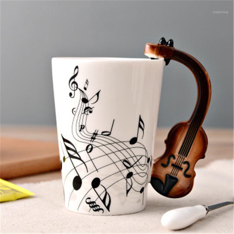 

Creative Mugs Music Guitar Ceramic Mug Coffee Cup With Handle Mugs Coffee Cups canecas tazas Gifts Travel Bottle1
