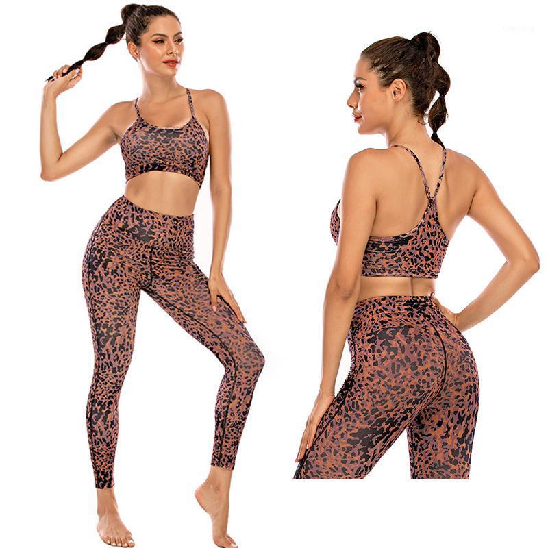 

Print Backless Women Seamless Yoga Set Fitness Tant Top Sports Suit Gym Yoga Suit Leopard Sports Workout Set Running Wear1, As pic