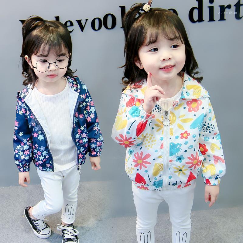 

Toddler Baby girl casual coat outwear children popular 2020 children new arrival spring autumn hooded zipper jacket flower print1, White