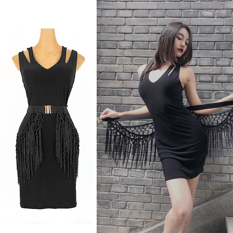

Black Latin Dance Dress Women Fringe Tango Samba Rumba Salsa Cha Cha Ballroom Practice Wear Slim Performance Dresses DC46471