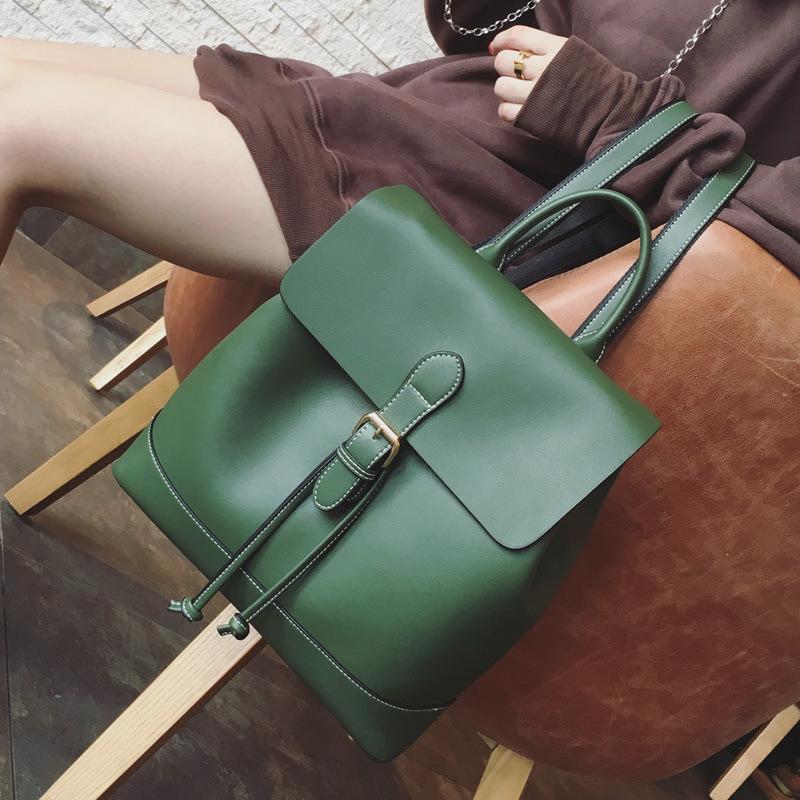 

back pack Women bookbag PU girl party backpacks 2021 student backpack female travel backpack soft leather Korean motorcycle bag, Black