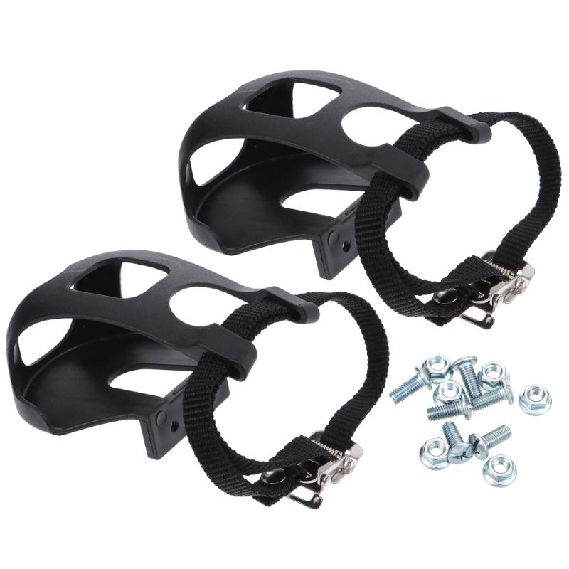 

1 Set Pedals Toe Clips with Strap Practical Bike Toe Clip Fitness Gym Clip, Black