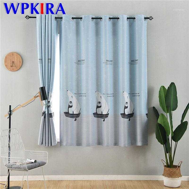 

Cartoon 3D Polar Bear Pattern Blue Blackout Curtain For Kids Bedroom Brown Curtain For Kitchen Window Screen Customize SQ001D31, White tulle