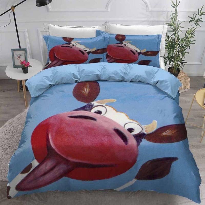 

3D 2/3 Pieces Cow With Tongue Out Bedding Sets Print Milk Cows Duvet Cover Set Home Luxury Cover Set For Bedroom Bed Quilt, As picture