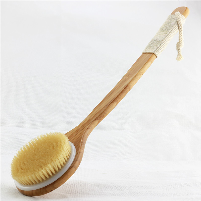 

Natural Bristle Brush Long Handle Wooden Scrub Skin Massage Shower Body Bath Brush Round Head Bath Brushes Bathroom Accessories 23 G2