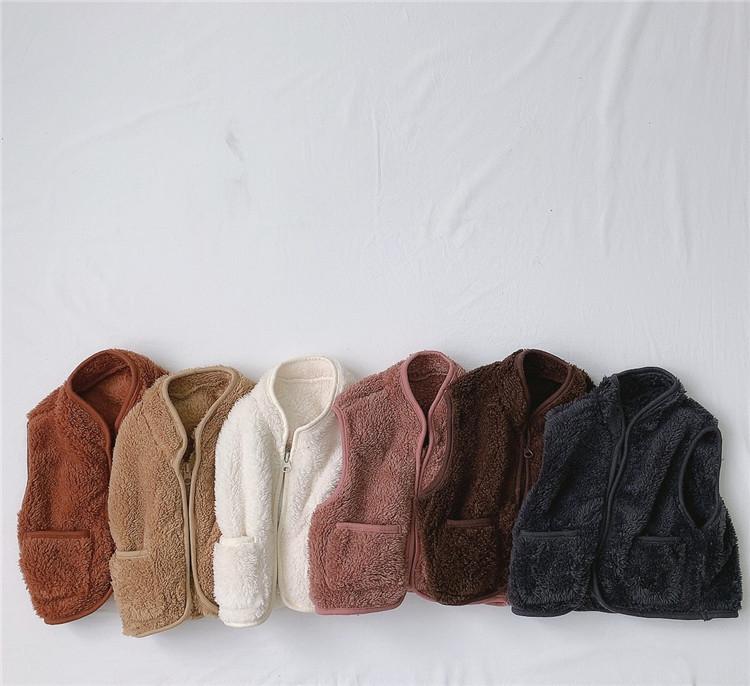 

Korean children's wear 2020 new plush vest for infants autumn and winter, Beige