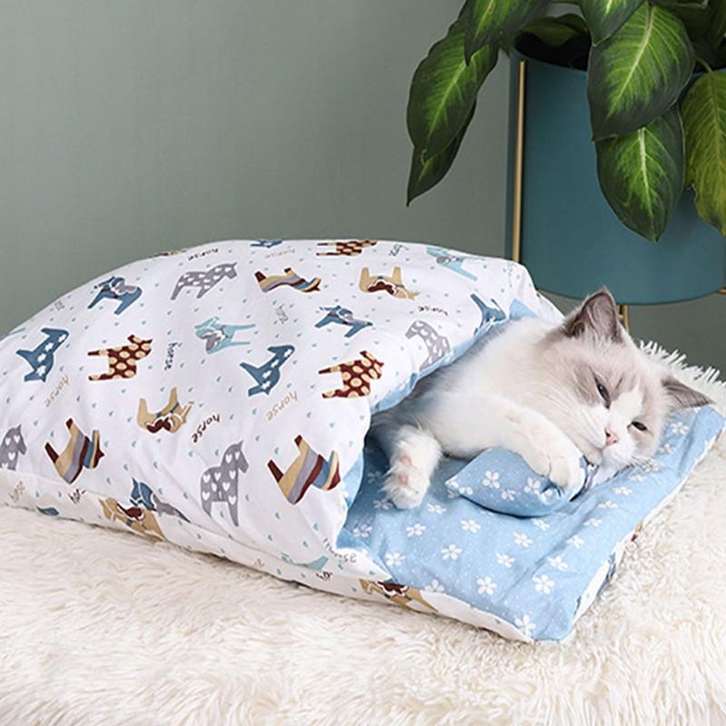 

Plush Dog Cat Bed Removable Cat Sleeping Bag Sofa Mat Winter Warm House Small Dog Bed Puppy Kennel Nest Cushion Pet Products