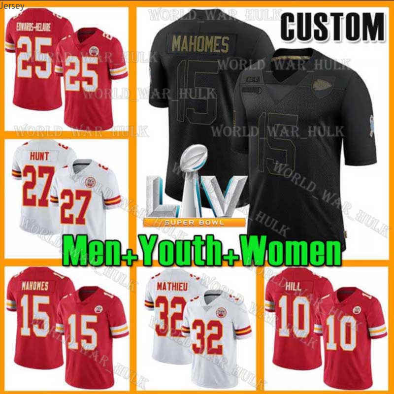 

15 Patrick Mahomes Jersey 87 Travis Kelce Kansas City Chief Tyrann Mathieu Tyreek Hill L'Jarius Sneed Custom Clyde Edwards-Helaire, Custom youth (qiu zhang)+patch