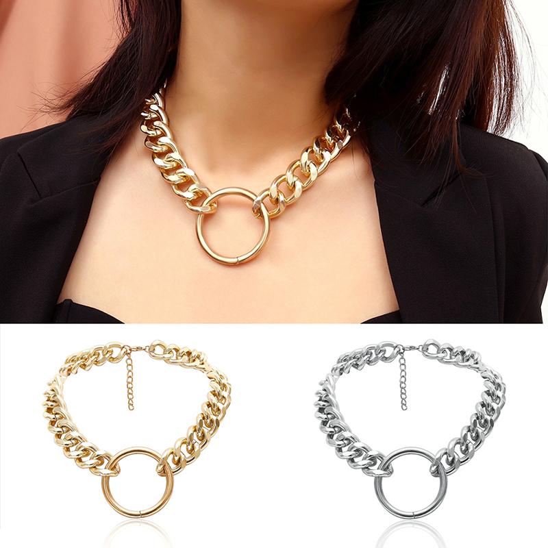 

Punk Style O Ring Pendant Necklace Exaggerated Metal Vintage Necklace For Women Simple Geometric Circle Retro Gothic Chains