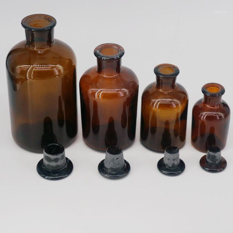 

60ml 125ml 250ml 500ml 1000ml 2500ml Brown Glass Narrow Mouth Bottle With Stooper Lab Chemistry Glassware Teaching1
