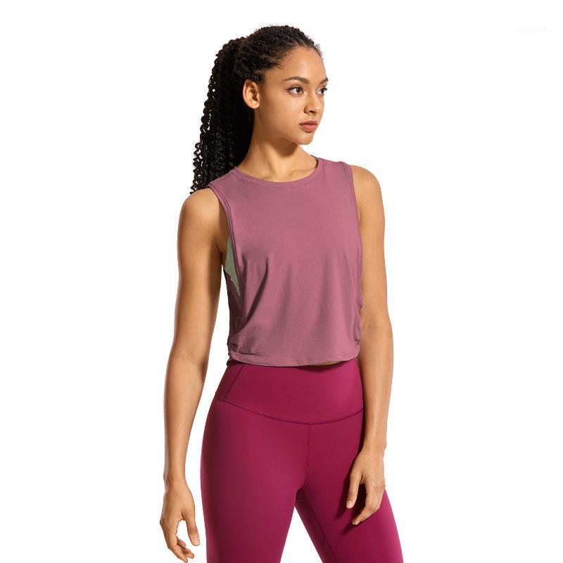 

Women's Pima Cotton Workout Tank Crop Sports Shirt Sleeveless Yoga Running Tops1, Ice white05