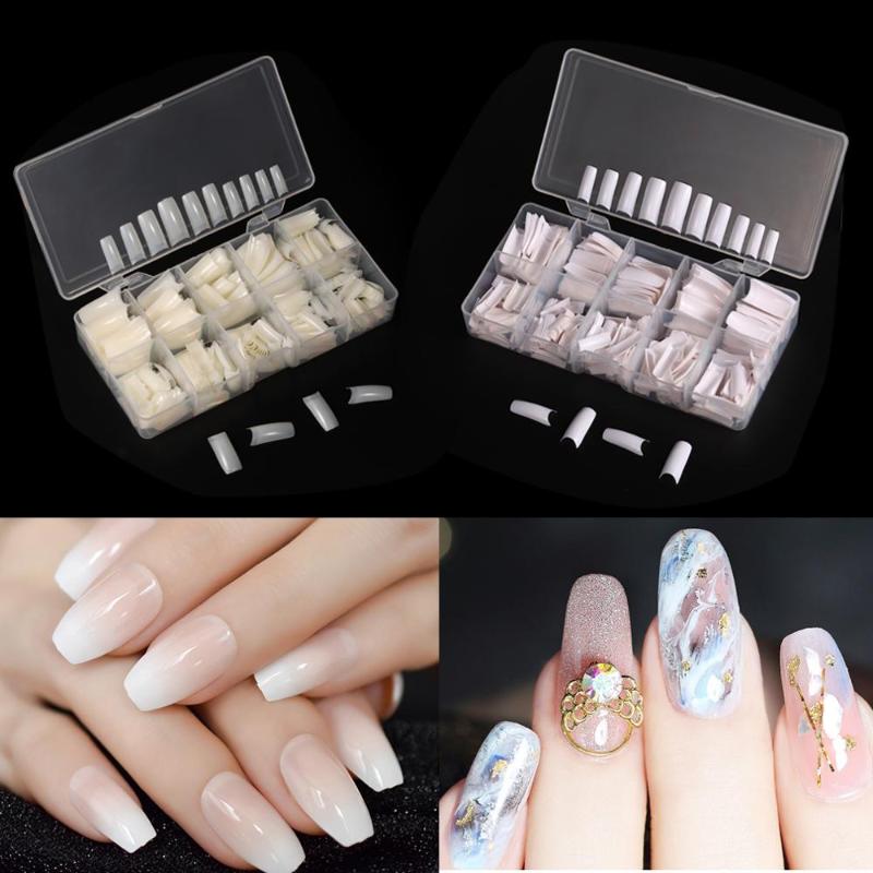 

HNM White Natural Clear French False Nail Art Tips Polish Point UV Sticker Decoration Display Stick For Gel Polish Tool Clear