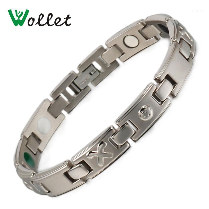 

Wollet Jewelry Pure Titanium Magnetic Bracelet Bangle for Men Women Metallic Health Healing Energy 5 Elements 5 in 11