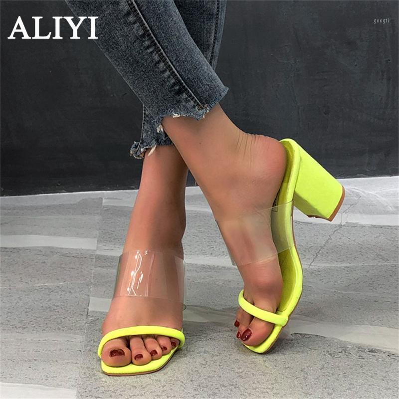 

High Heel Shoes 2021 Summer Fashion Peep Toe Slip On Ladies Dress Wedding Sandals Larged-Size 36-42 FemaleTransparent Slippers1, Rosered