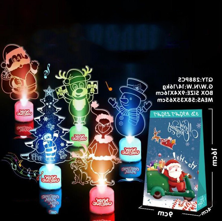 

Led Christmas Tree Acrylic Colorful Glowing Desktop Music Lighting Santa Snowman Tree Christmas Ornaments Kids Gift Home Wholesale