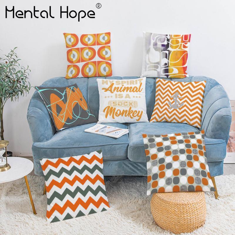 

Orange Geometric Sofa Cushion Cover Striped Pattern Decorative Throw Pillow Cover Home Decor Plush Living Room Square Pillowcase1, Jwbzt084-9