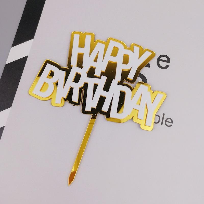 

Gold Happy Birthday Acrylic Cake Topper Black Double Letter Cupcake Topper for Kids Birthday Party Cake Decorations Baby Shower