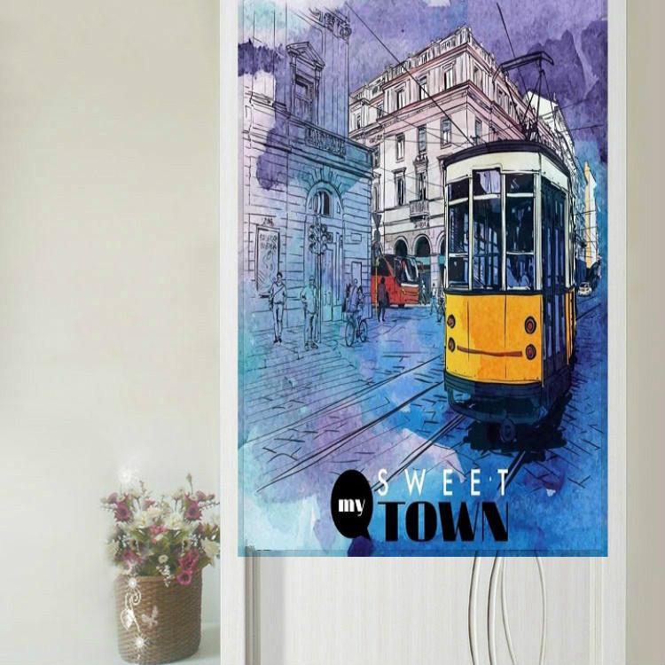 

Nice Curtains Fashion Personalized Water-and Ink Scenery Series Door Curtain One-piece Type Household Geomantic Curtain 85x150cm, Red