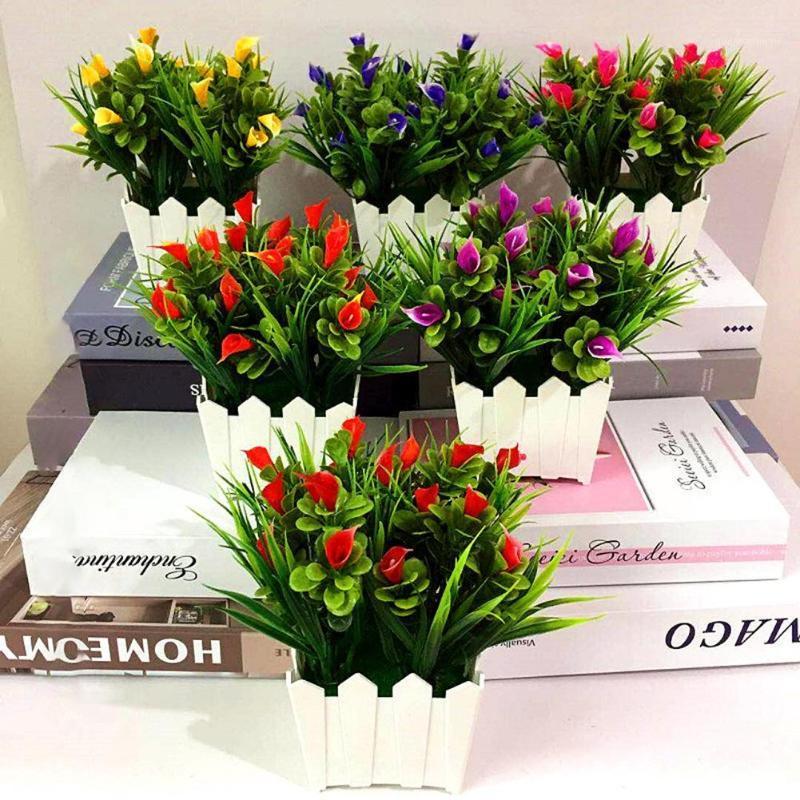 

1Pc Artificial Flower Callalily Potted Bonsai Living Room Office Garden Decor hot1, Orange