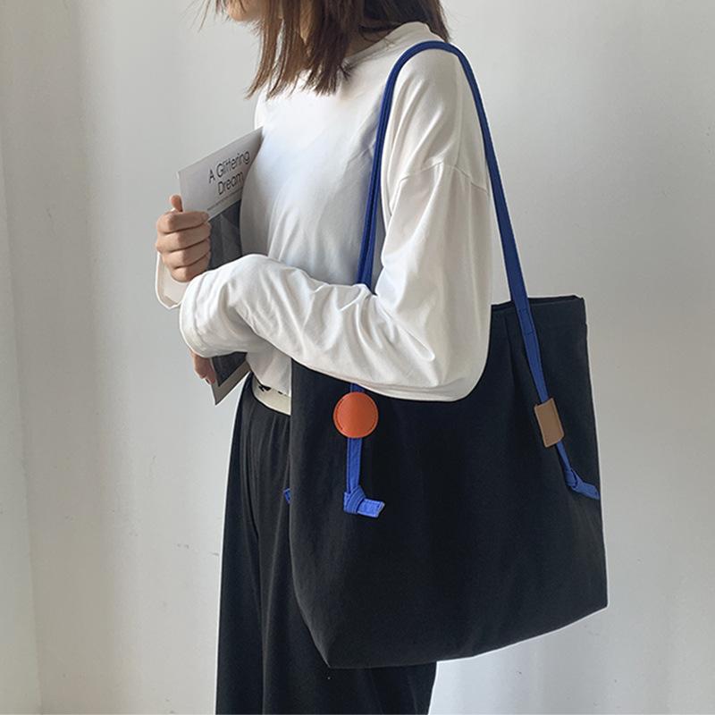 

2020 Fashion Large Capacity Nylon Water Resistant Canvas Bag Women's Shoulder 2020 New Student Tote Bag Bolso Grande Mujer, Blue