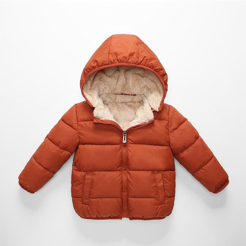 

ZWY664 Fleece Winter Parkas Kids Jackets For Girls Boys Warm Thick Velvet Children's Coat Baby Outerwear Infant Overcoat, Black